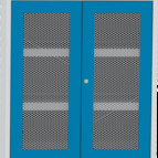 SCH T1B vegyszerszekrény rácsbetétes ajtóval, kifolyásgátló polcokkal